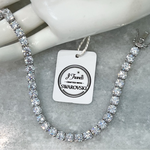 J Francis/Swarovski Jewelry - Swarovski Zirconia 7.25” Sterling Silver Tennis Bracelet by J Francis